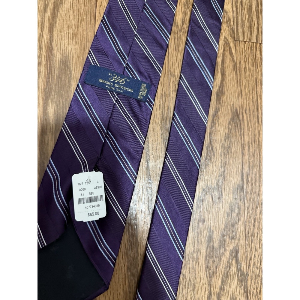 Brooks Brothers 346 Silk Tie Purple Striped NEW WITH TAGS